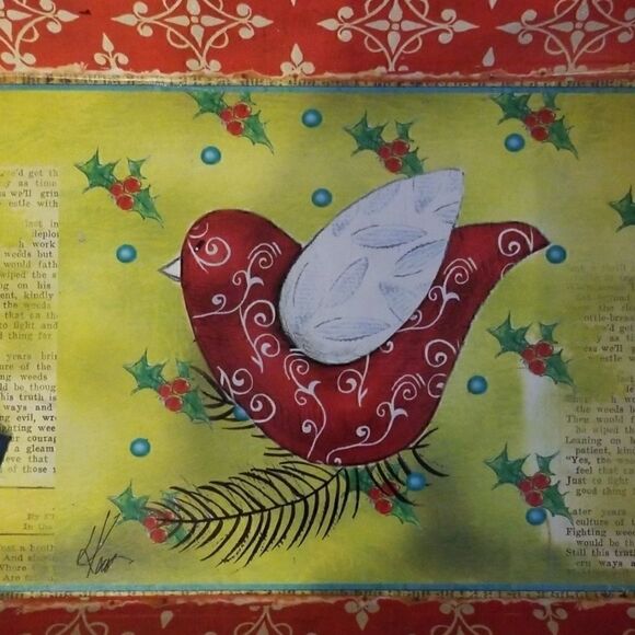 BEAUTIFUL WOODEN CHRISTMAS TRAY WITH HANDLES - Picture 2 of 8